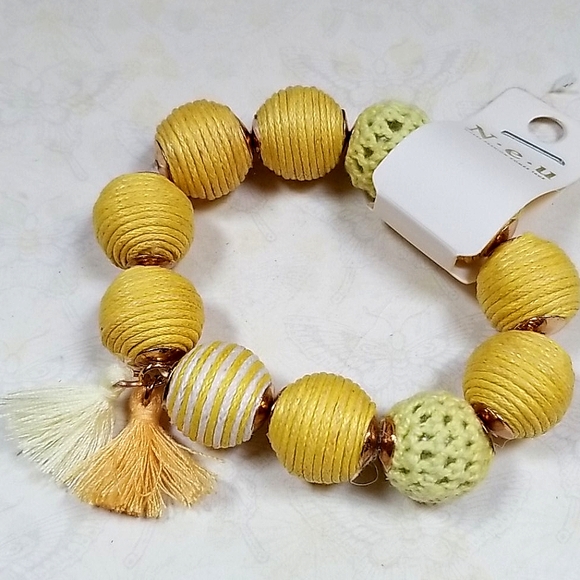 Boho Crochet Ball Bead Tassel Stretch Bracelet - Picture 5 of 16